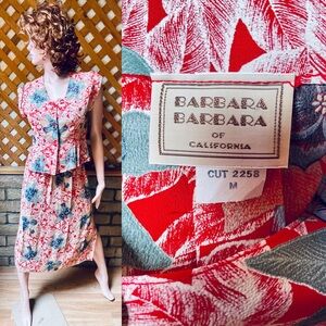 NOS BARBARA BARBARA of California Vintage 70s NWT Floral Wiggle SKIRT & TOP SET